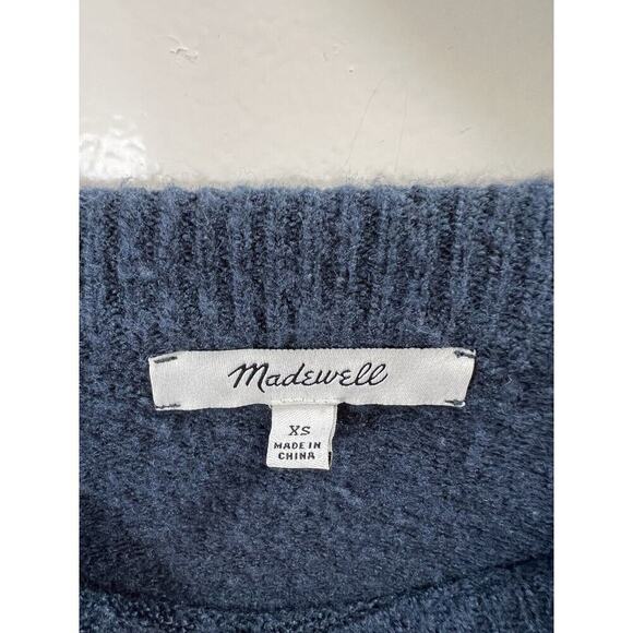 Madewell Women's Wool Sweater Size XS Navy Burgundy Polka Dot Preppy Warm Cozy - Picture 3 of 7